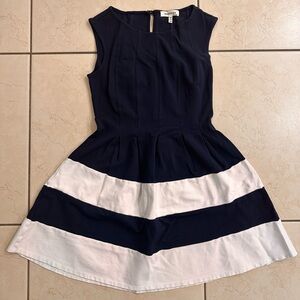 Monteau Navy and White Striped Casual Dress
